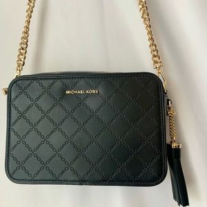 NWT Michael Kors black and gold chain crossbody